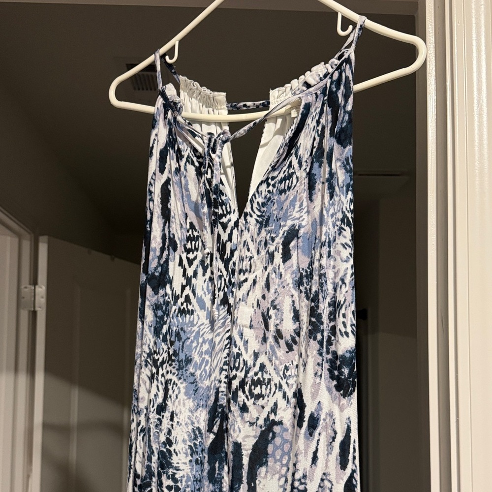 Elegant Blue Patterned Women's Dress